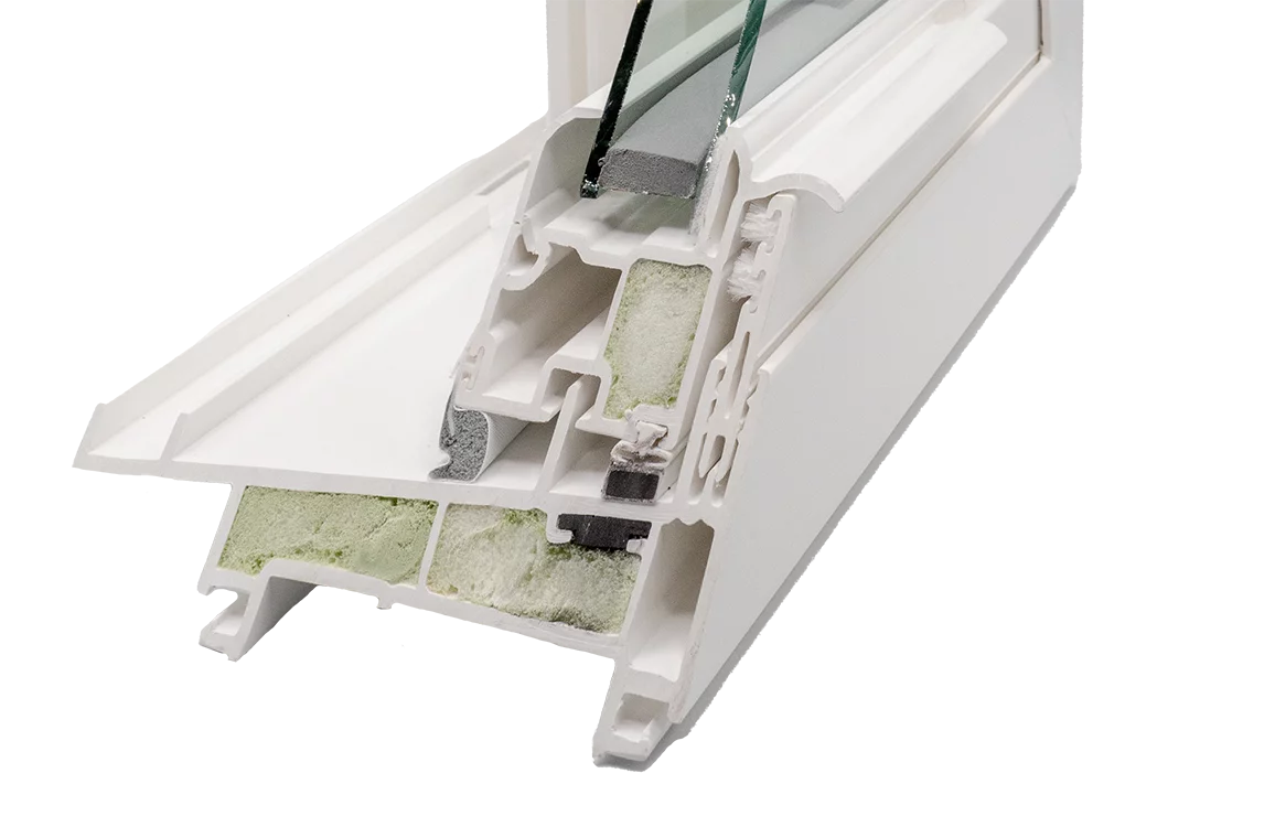 A close up image of the inside of a Potomac Window frame