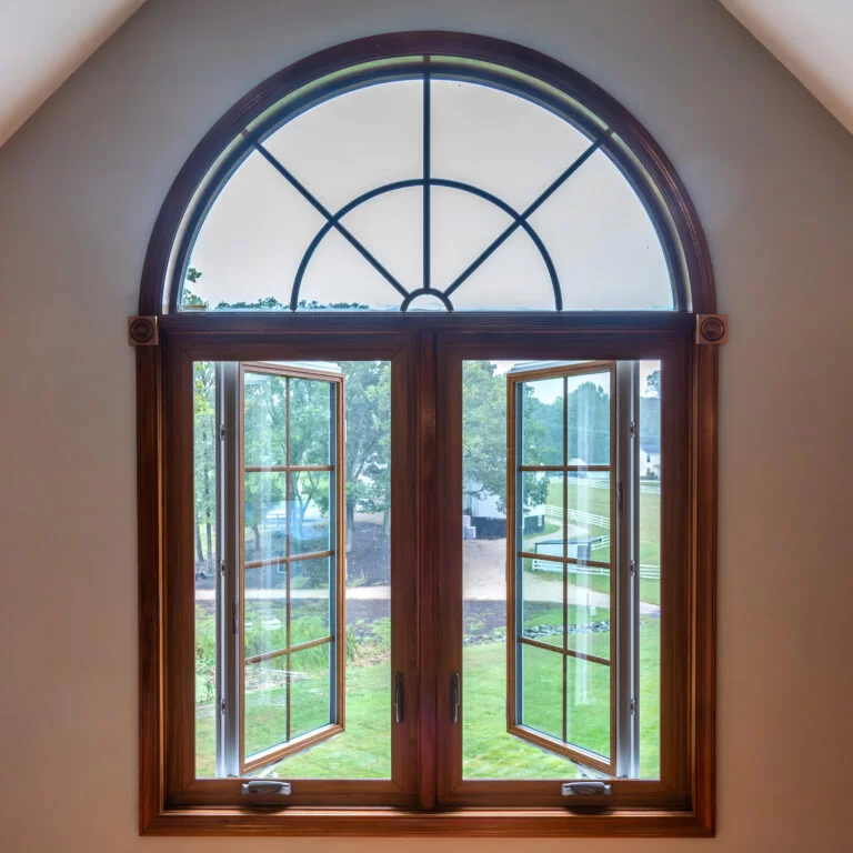Casement Windows and Arch with VyWood Laminate in Brazilian Cherry